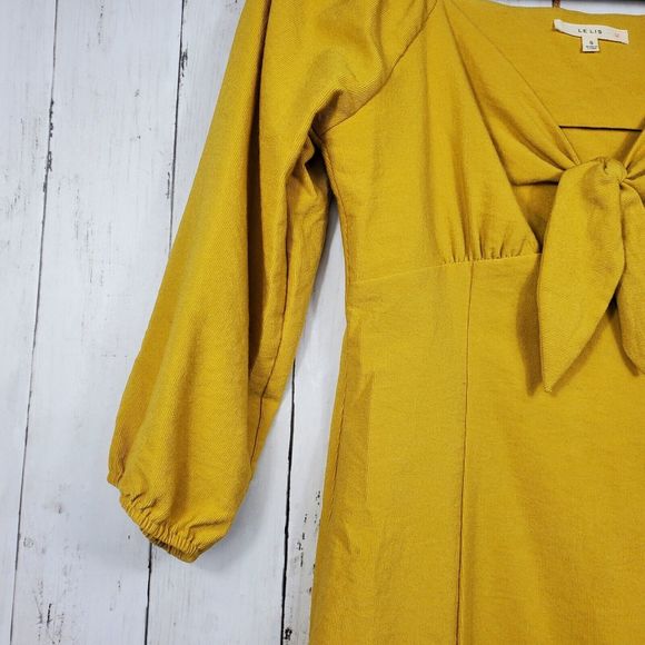 Le Lis Short Fitted Dress Women's Size Small Yellow Gold Rayon Blend - Picture 4 of 11